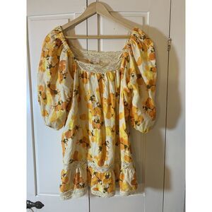 Artelier Nicole Miller Blouse Women XL Cottage Prairie Top Farmcore Homestead‎